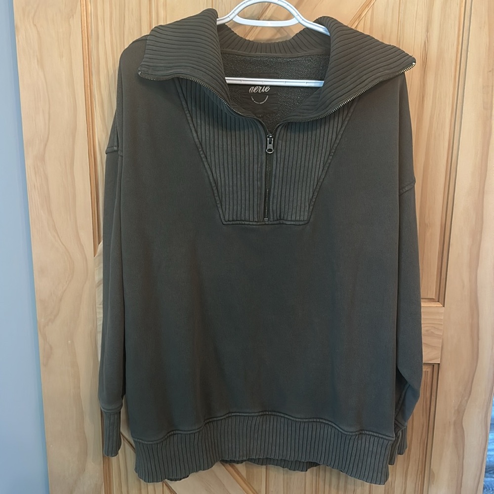 Aerie Down To Earth Quarter Zip Sweatshirt - Picture 2 of 4